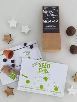 Seedballs Blumenmischungen in der Weihnachtsedition mit Weihnachtsgrüßen - Handgerollt von MISS GREENBALL